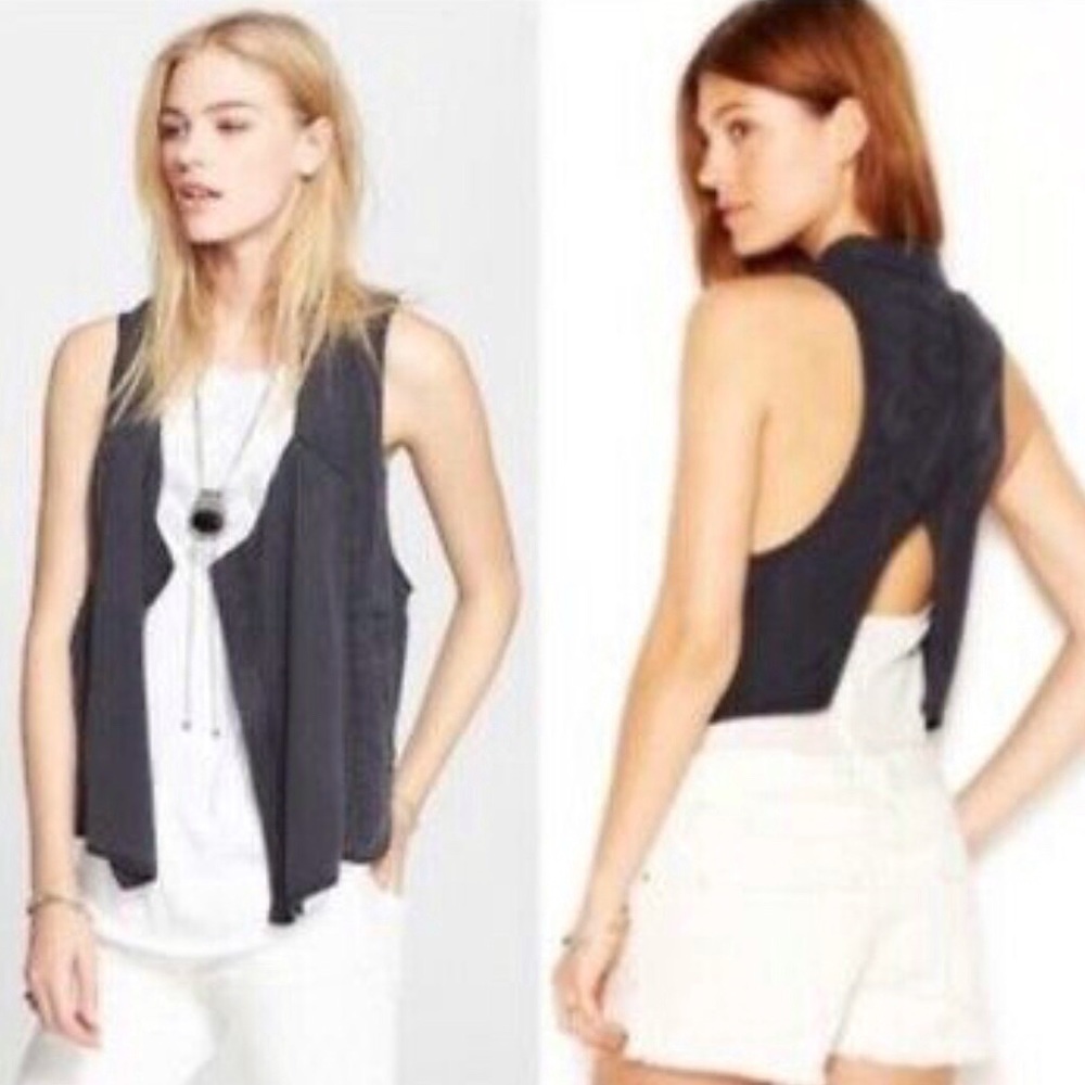 FREE PEOPLE Moto Waterfall Zip Front Boho Edgy Vest